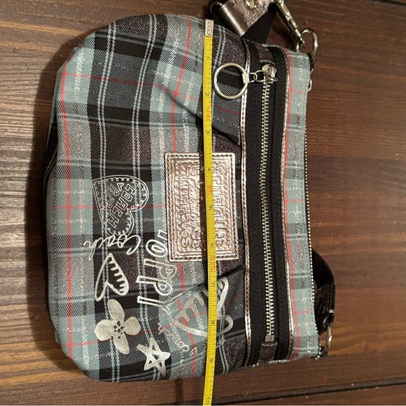 Coach Poppy Blue / Silver Tartan Plaid Crossbody Bag - Picture 9 of 12